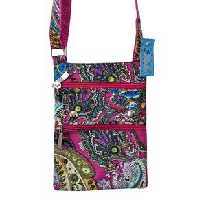 Small Compact Women's Pink Paisley Crossbody 7.5" x 5.5" Adjustable Strap NWT